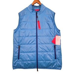 NWT REDVANLY Bolton Vest Mens Large Malibu Blue Quilted Puffer‎ Full Zip R2395